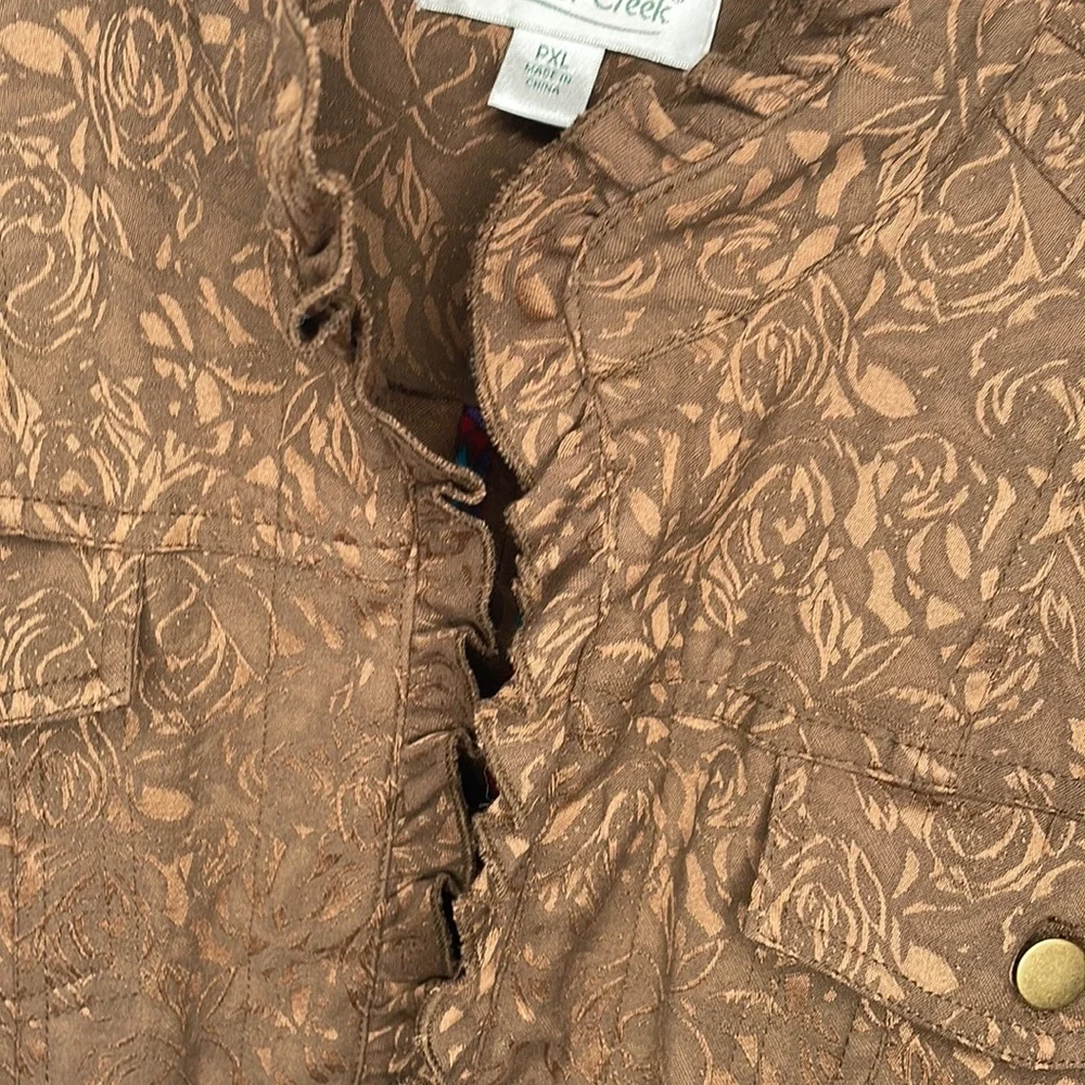 Coldwater creek open damask jacket size PXL tonal brown metallic - Picture 6 of 8
